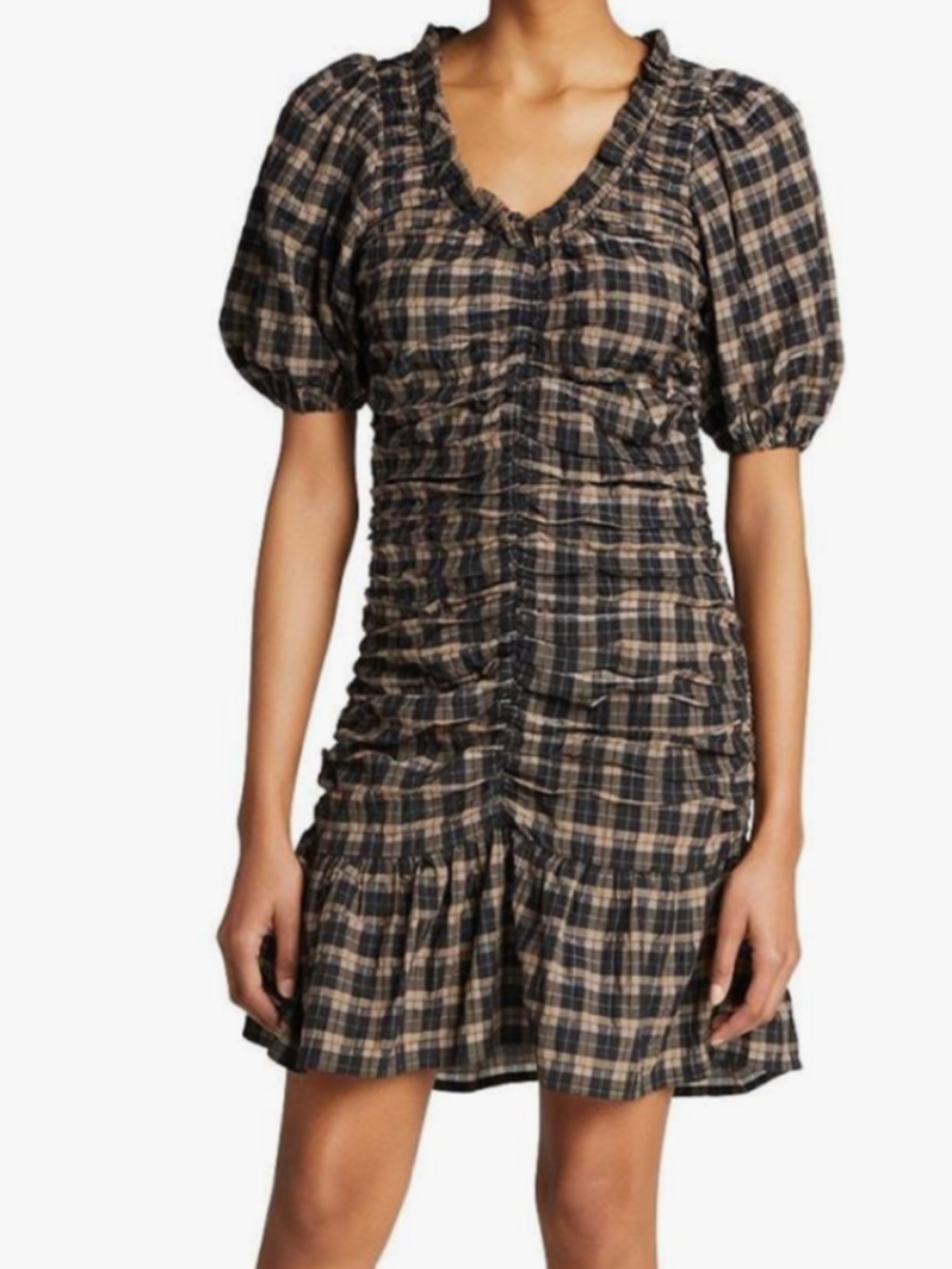 Ganni Seersucker Check Dress